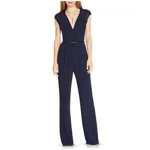NWT HALSTON HERITAGE Embellished Sleeve Crepe Jumpsuit